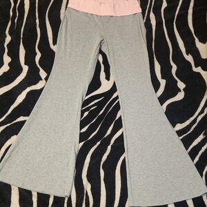 SHEIN Gray and Pink Wide Leg Pants